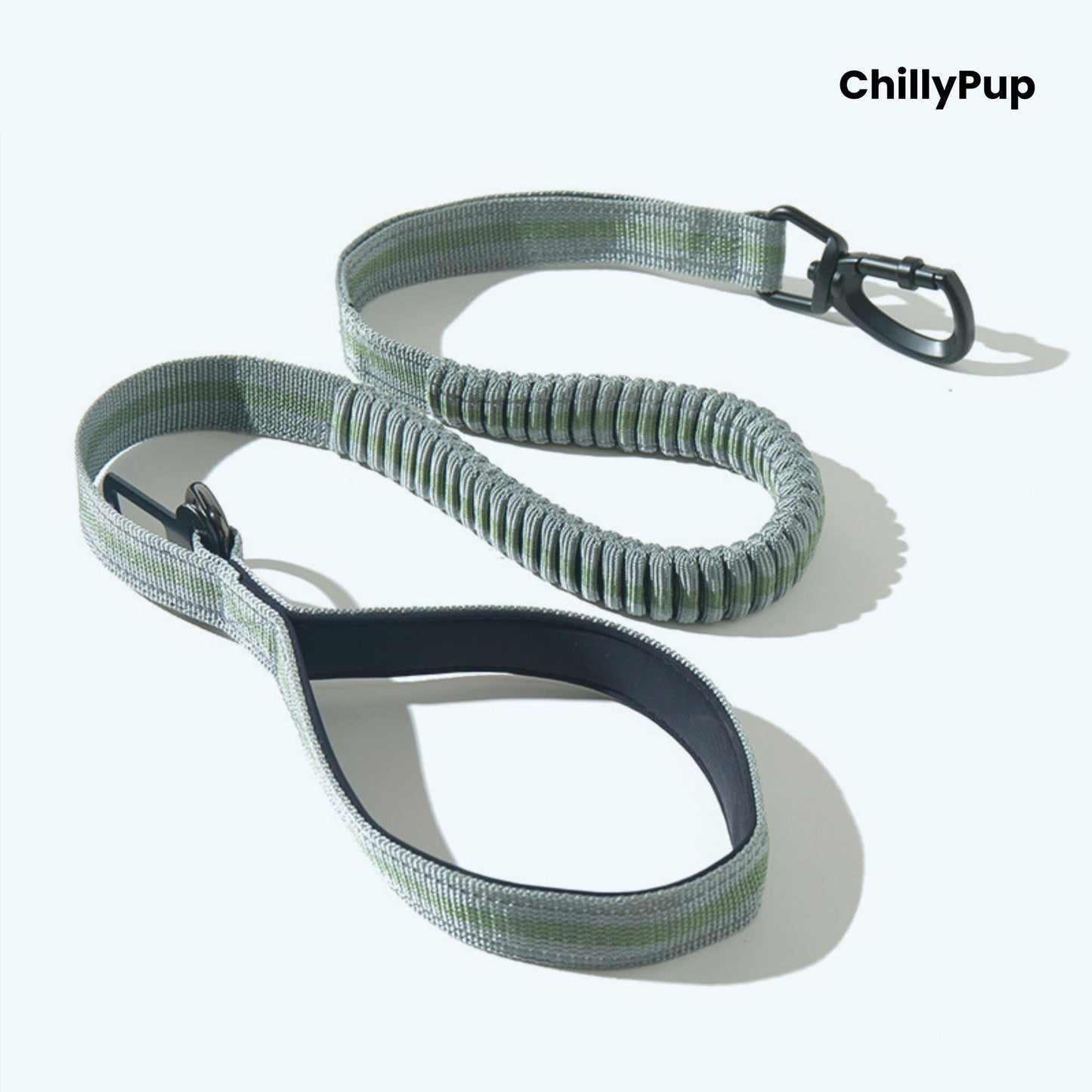 Green padded dog lead with Chillypup Branding