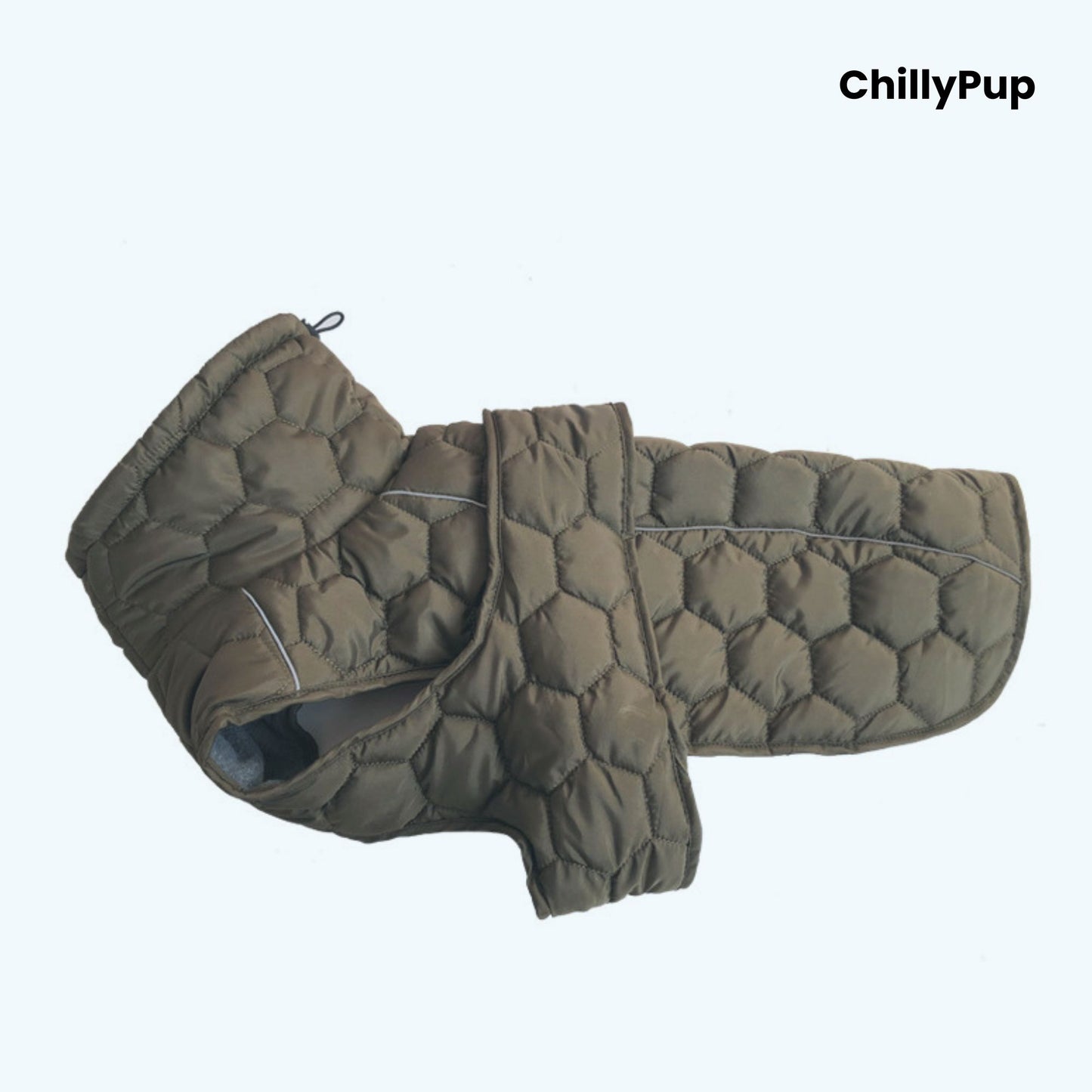 ColdSnap Quilted Dog Coat – Fleece-Lined Winter Jacket on a white background with Chillypup branding