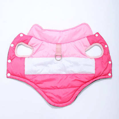 Dog coat with build in D rinf on a white background with Chillpup branding