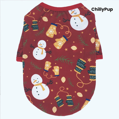 Dog Christmas thin jumper on a white background with Chillypup branding. 