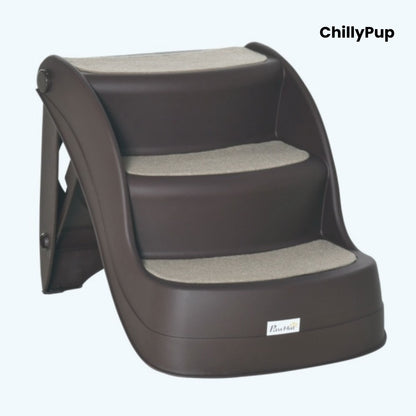 Set of pet stairs with 'ChillyPup' branding on a white background
