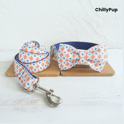 Geo Chic Dog Collar, Lead & Bow Tie Set