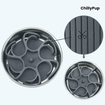 Pet food container with 'ChillyPup' branding on a white background
