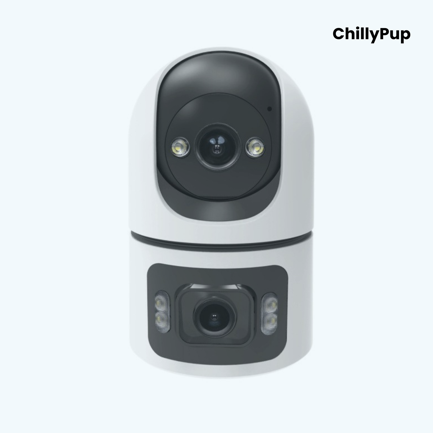 Security cameras with 'ChillyPup' branding on a white background