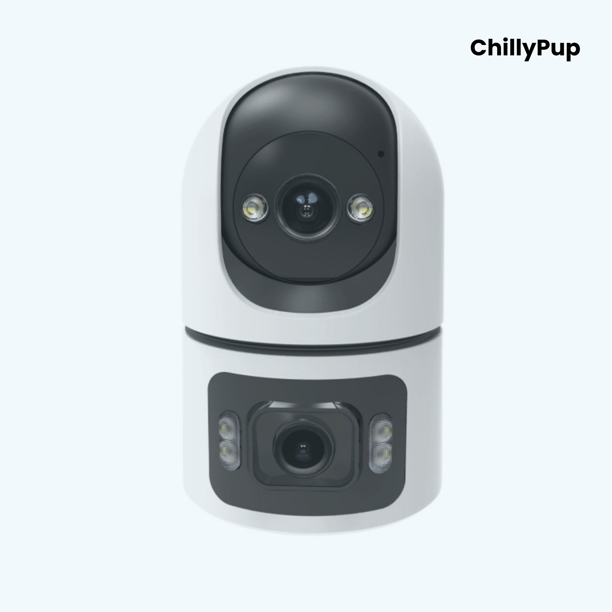 Security cameras with 'ChillyPup' branding on a white background