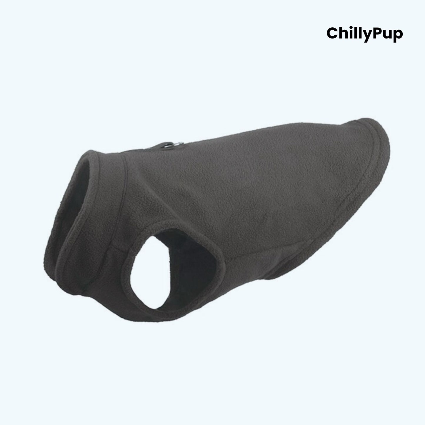 Blackdog coat with 'ChillyPup' branding on a white background