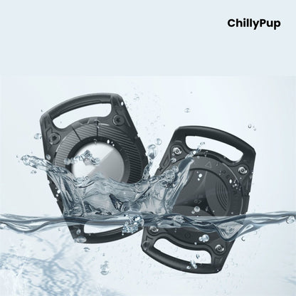 two black airtag dog collar holders with Chillypup branding.