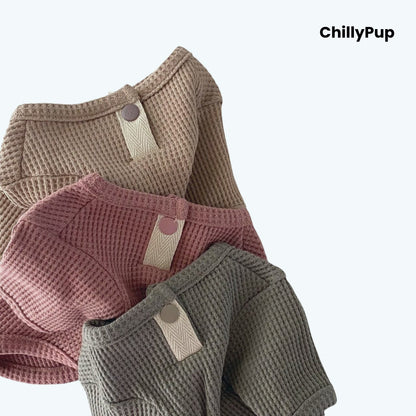 Bramble Waffle Knit Dog Jumper in Taupe, Dusty Rose and Sage